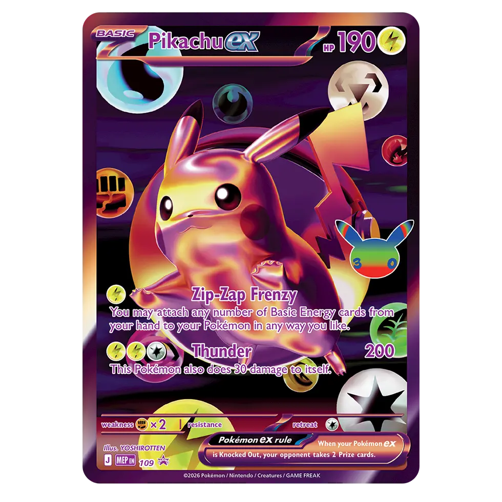 30th Celebration Ultra Premium Collection - Night Out featuring a stunning Pikachu ex card with special abilities.