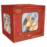 Charizard Super Premium Collection box featuring Charizard figure and foil promo cards for Pokémon fans.
