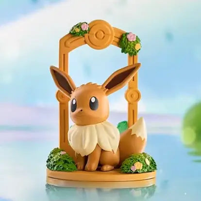 Eevee figure in a scenic display from Pokémon Eevee Blind Box, perfect for fans of the cute Pokémon.