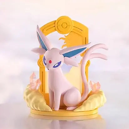 Eevee Card Stand Blind Box featuring a beautiful Pokémon figurine of Espeon on a colorful display with crystals.