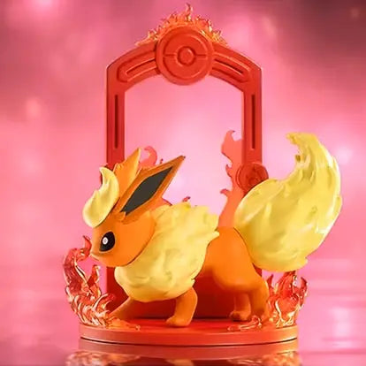 Eevee Card Stand Blind Box featuring Flareon in a vibrant display, perfect for Pokémon fans and collectors.