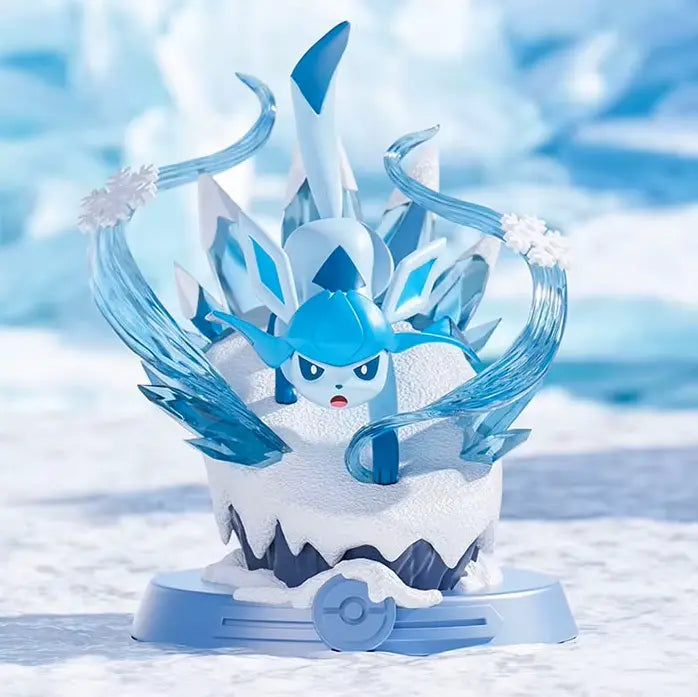 Eevee Glaceon figure in a snowy setting, perfect for Pokémon Blind Box collectors and fans of Eeveelutions.