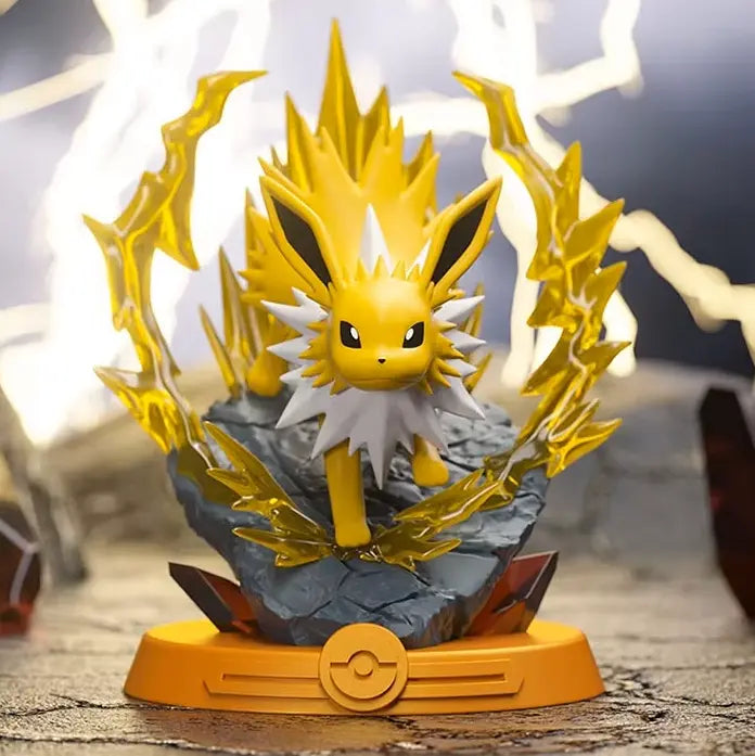 Eevee Figure Blind Box featuring Jolteon, a dynamic Pokémon resin figure with electric effects and a collectible base.