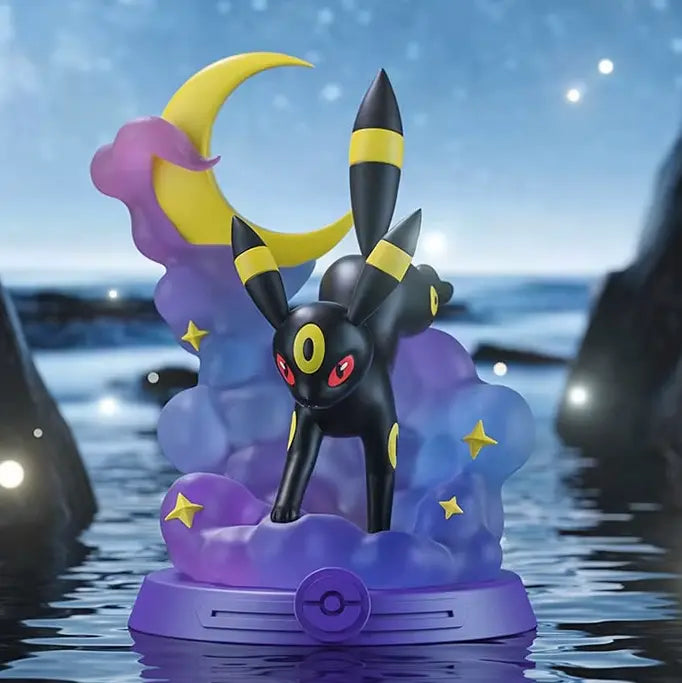 Eevee Figure Blind Box - Umbreon Pokémon resin figure against a cosmic backdrop, perfect for Eeveelution fans!