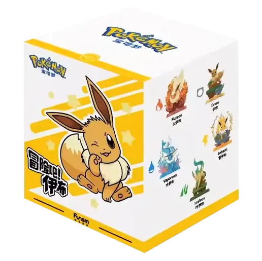 Eevee Figure Blind Box featuring random Pokémon figures including Eevee and its evolutions. Perfect gift for fans!