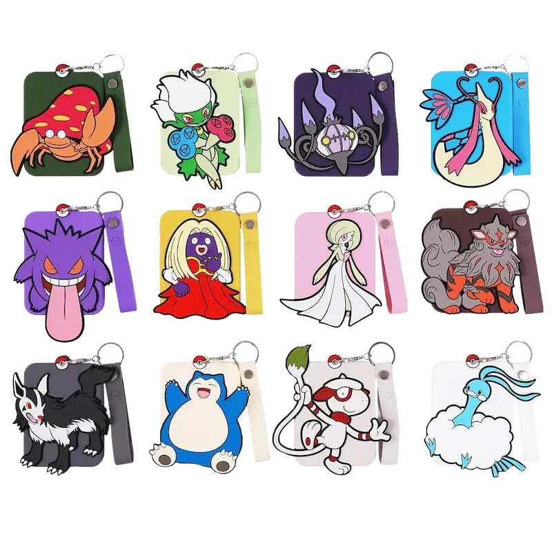 Colorful Pokémon Gengar Display Blind Box keychains, featuring various characters in a fun and playful arrangement.
