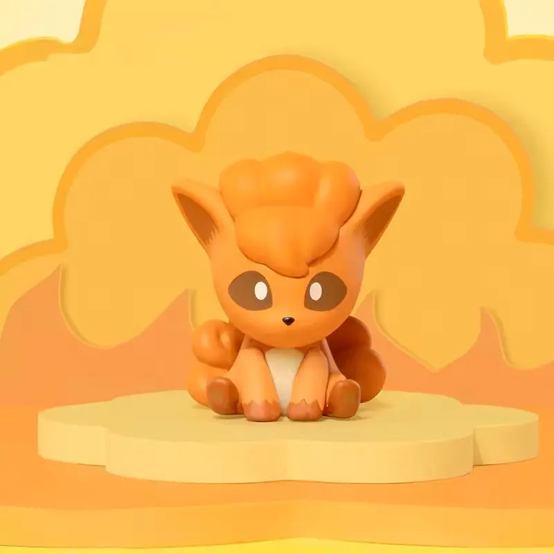 A cute orange Pokémon figure from FUNISM Mini Figure 3.0 Blind Box set on a pastel background.