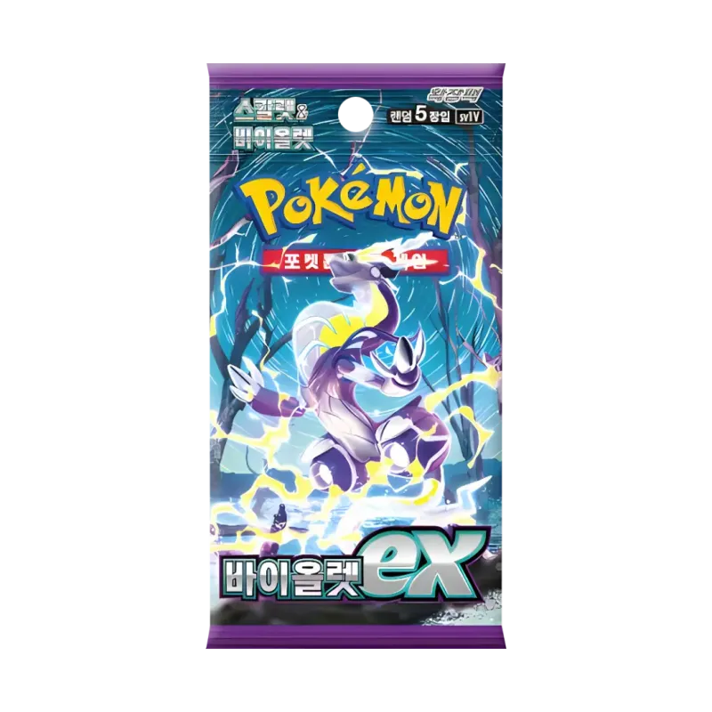 Pokemon Violet EX Korean Booster Box pack featuring an electric-type Pokémon on the front.