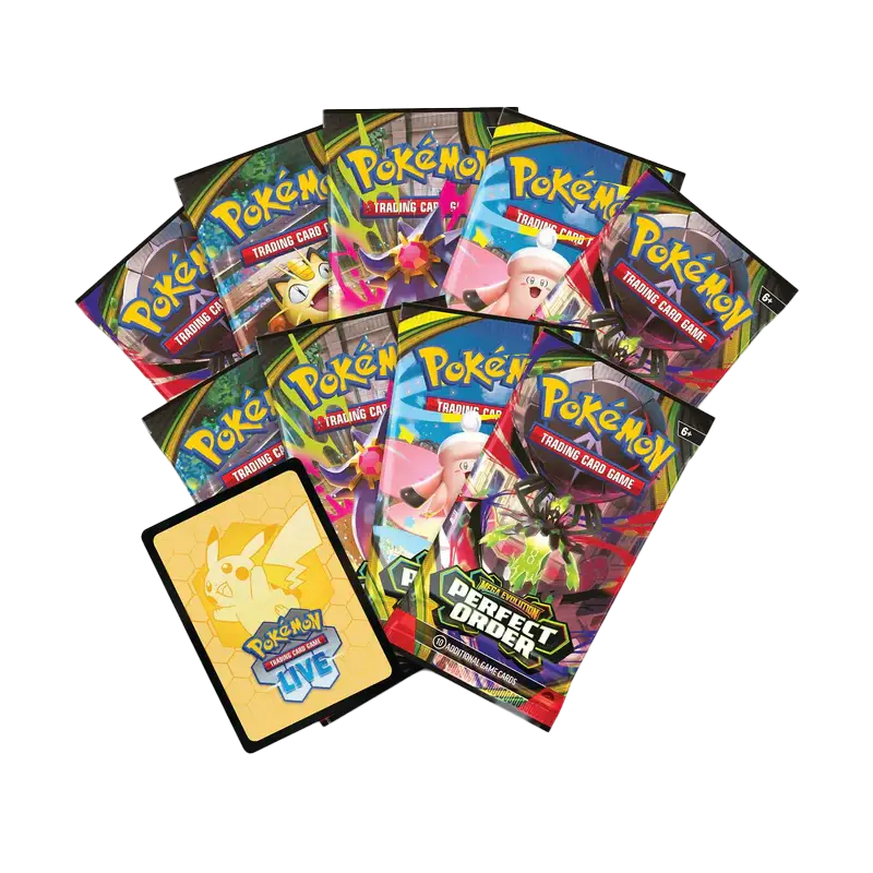 Perfect Order Elite Trainer Box including booster packs and promo card.