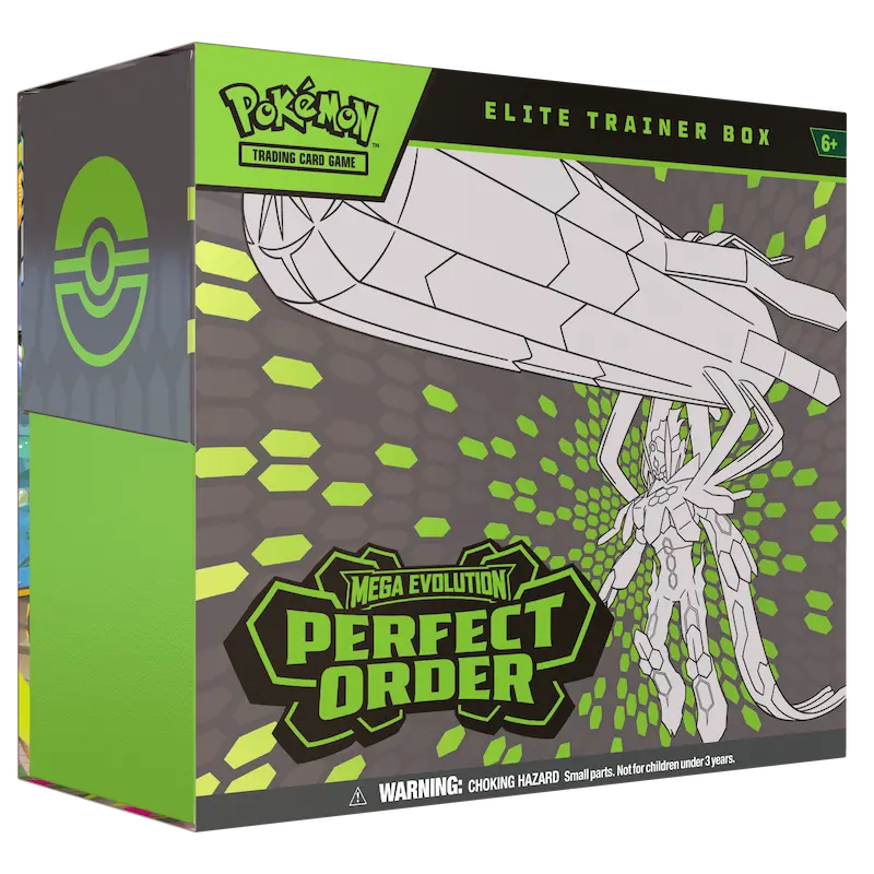 Perfect Order Elite Trainer Box featuring Mega Zygarde design, part of the Pokémon Trading Card Game.