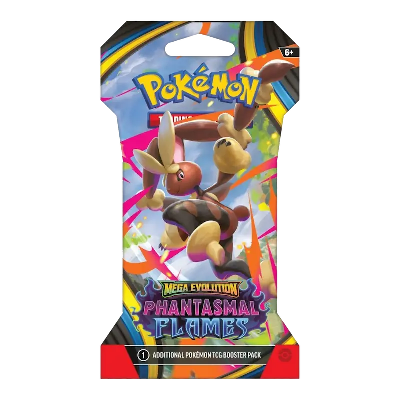Phantasmal Flames Sleeved Booster (Live-stream) featuring Mega Evolution Pokémon card pack.