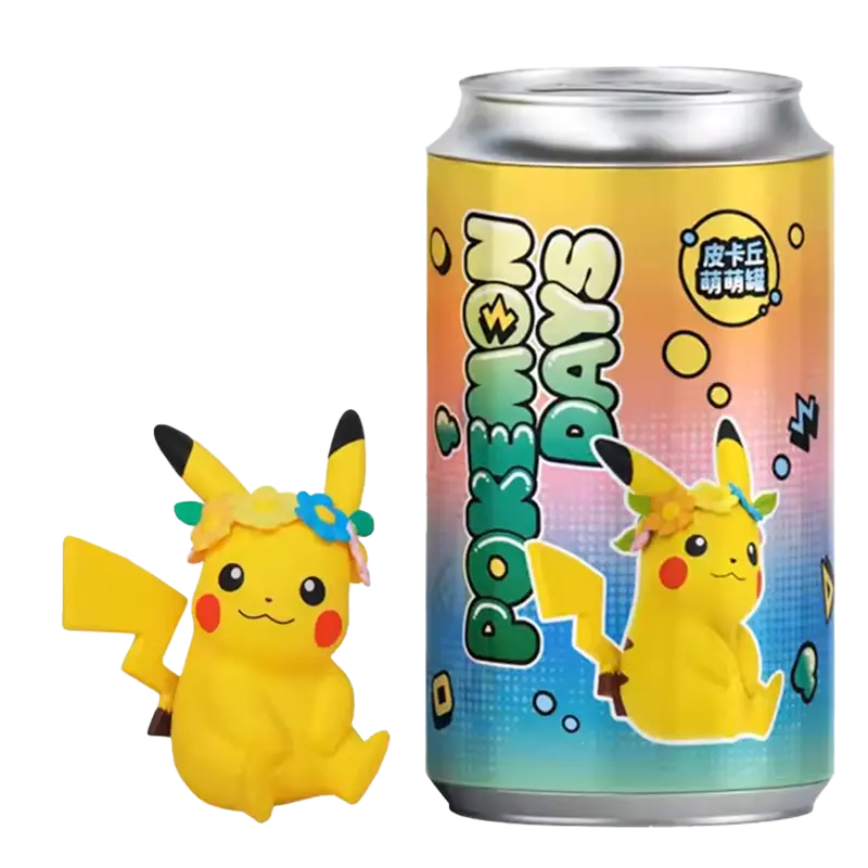 Pikachu Figure Cans featuring a cheerful Pikachu figure and a colorful can design.