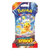 Surging Sparks Sleeved Booster Pack featuring Pokémon SV08 with colorful graphics and a vibrant design for collectors.