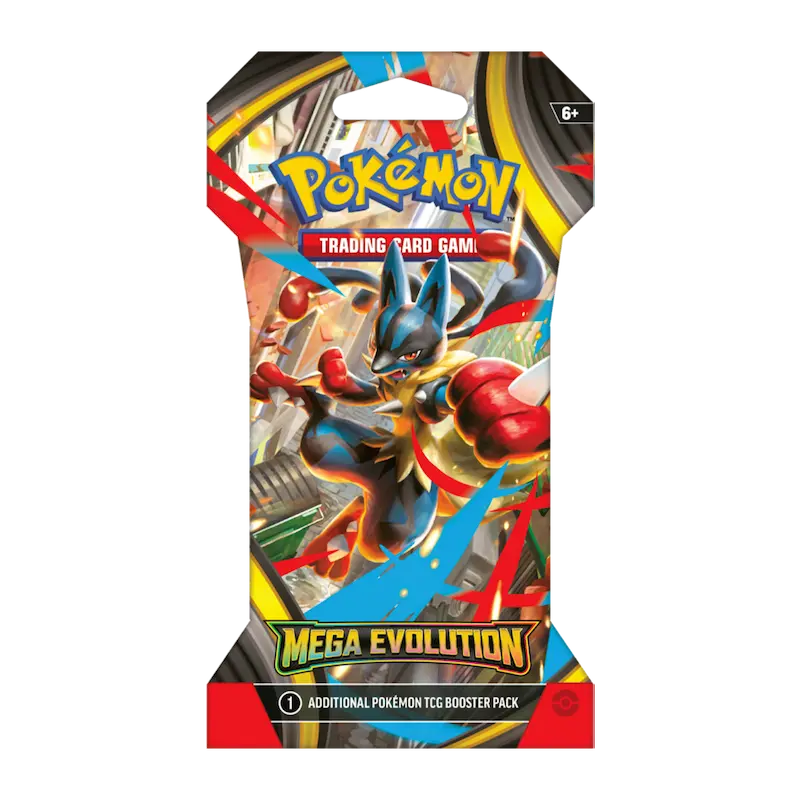 Mega Evolution Sleeved Booster (Live-stream) featuring Lucario from Pokémon Trading Card Game.