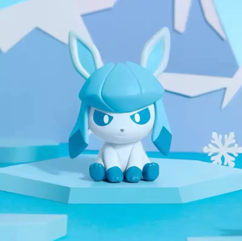 Eevee character from the Eeveelution Mini Figure Blind Box sitting on an ice-themed display.