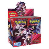 Pokémon Destined Rivals Booster Box featuring Team Rocket and iconic Pokémon characters from Scarlet & Violet.