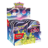 Paldean Fates Mini Tin Display showcasing Shiny Pokémon from Pokémon TCG, featuring vibrant artwork and collectibles.