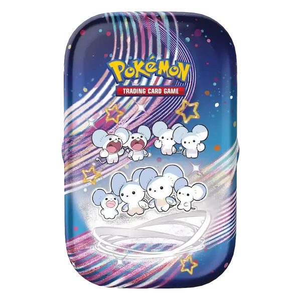 Pokémon SV04.5 Paldean Fates mini tin with cute Pokémon illustrations, perfect for collectors and fans!