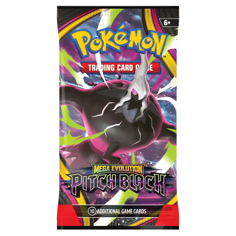 Pokémon TCG: Mega Evolution Pitch Black Booster Box featuring powerful Mega Evolution Pokémon.
