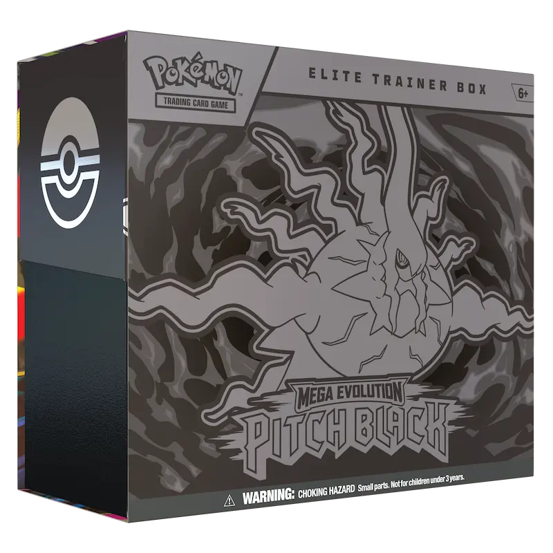 Pokémon TCG Mega Evolution Pitch Black Elite Trainer Box featuring Mega Darkrai ex.