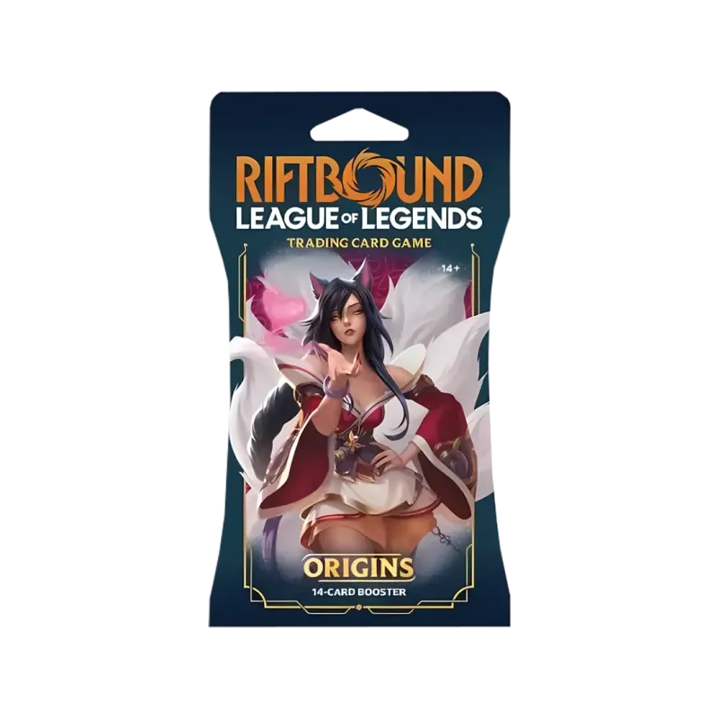 Riftbound Origins Sleeved Booster pack featuring artwork from League of Legends trading card game.