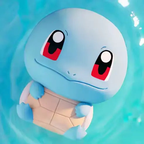 Pokémon Mini Figure Blind Box featuring a cute Squirtle character floating in water.