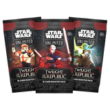 Star Wars Unlimited TCG Twilight of the Republic Booster Pack featuring three card booster packs.