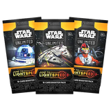 Star Wars Unlimited TCG Jump to Light speed Booster Pack featuring 16-card packs with iconic characters.