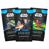 Star Wars Unlimited Legends of the Force Booster Pack featuring 16-card packs with iconic characters.