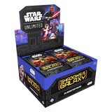 Shadows of the Galaxy Booster Box featuring 24 booster packs from the Star Wars Unlimited set.
