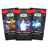 Spark of Rebellion Booster Box featuring 16-card booster packs from Star Wars Unlimited.