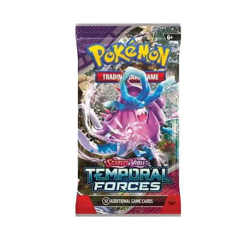 Pokémon SV05 Temporal Forces booster pack featuring 10 additional game cards for thrilling gameplay.