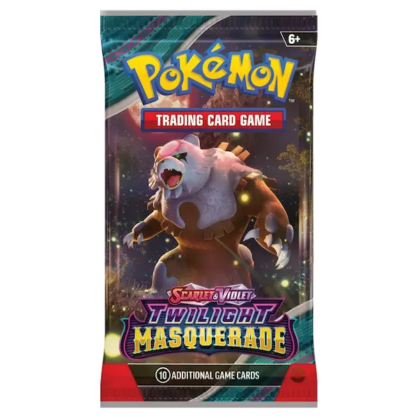 Pokémon SV06 Twilight Masquerade Booster Pack featuring 10 additional game cards from the Scarlet and Violet series.