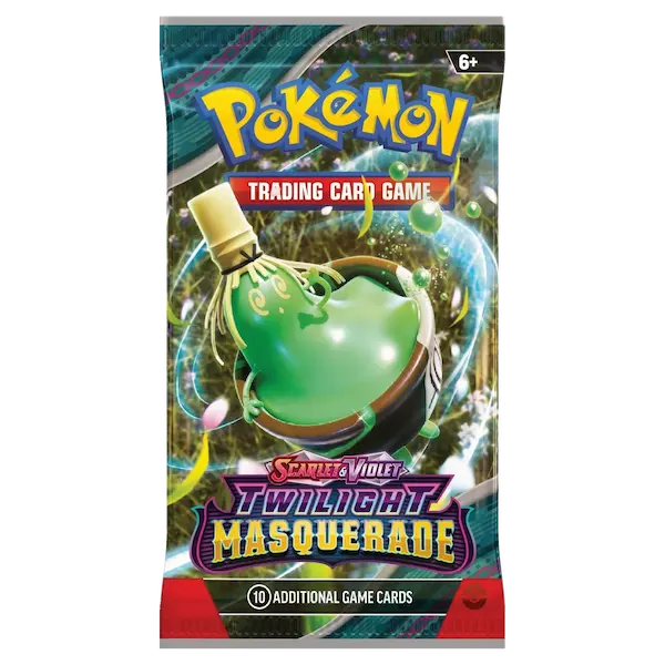 Pokémon SV06 Twilight Masquerade Booster Pack featuring a stylish card pack with 10 additional game cards.