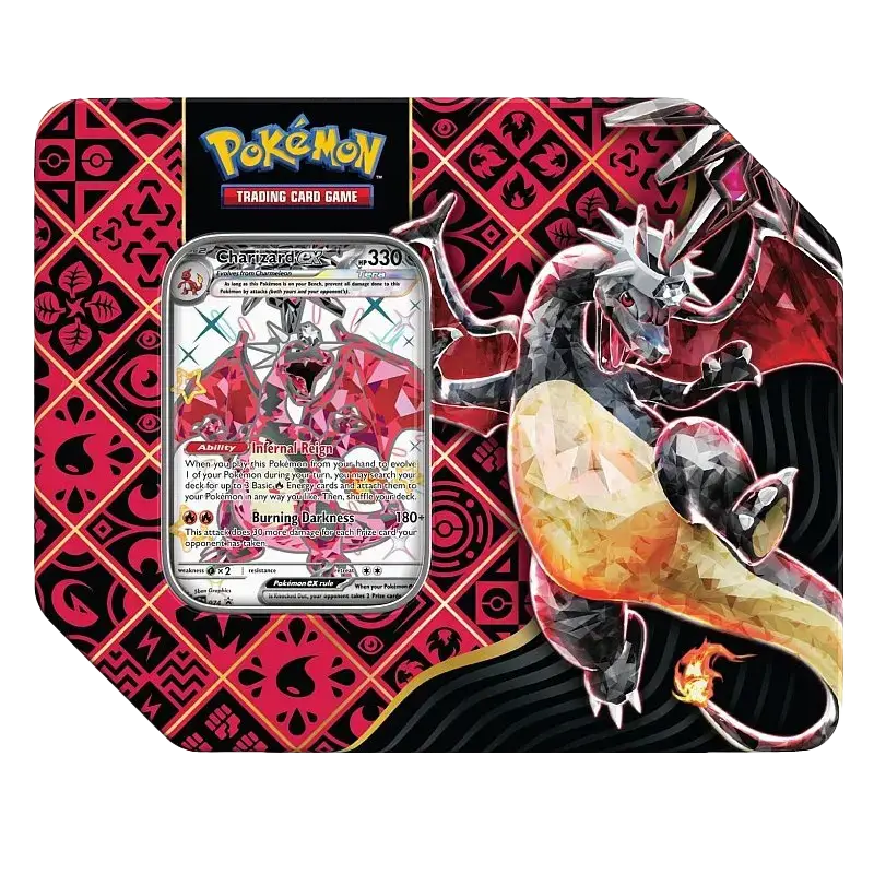 Paldean Fates EX Tin Charizard - Pokemon TCG Product Card-Binder.com Paldean Fates EX Tin Charizard - Pokemon TCG Product Card-Binder.com