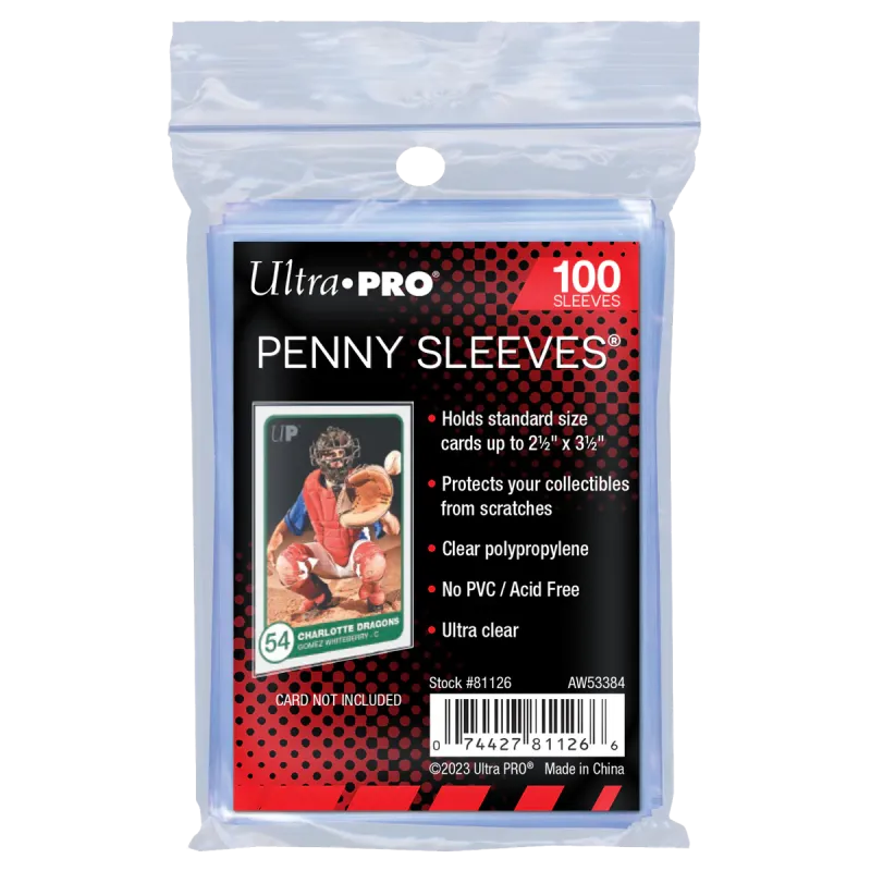 Hockey Card Sleeves 100 Clear For Sports Cards - 2-3/4" X 3-11/16" Thick Jersey Size Penny Sleeves Hockey Card Sleeves 100 Clear For Sports Cards - 2-3/4" X 3-11/16" Thick Jersey Size Penny Sleeves