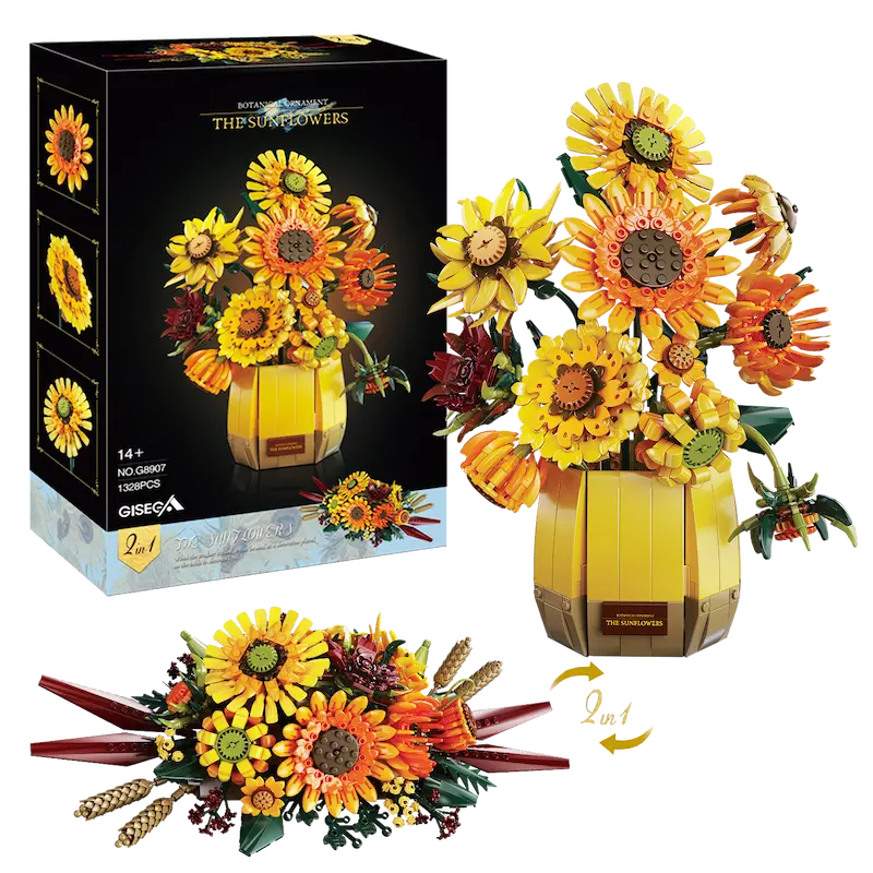 Van Gogh Sunflowers Building Bricks Set with 1328 pieces for home decoration.