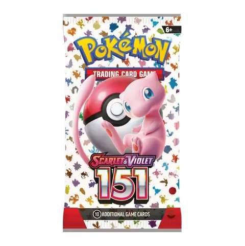 Pokémon 151 Booster Bundle pack featuring Mew, part of the Scarlet & Violet series with 10 additional game cards.