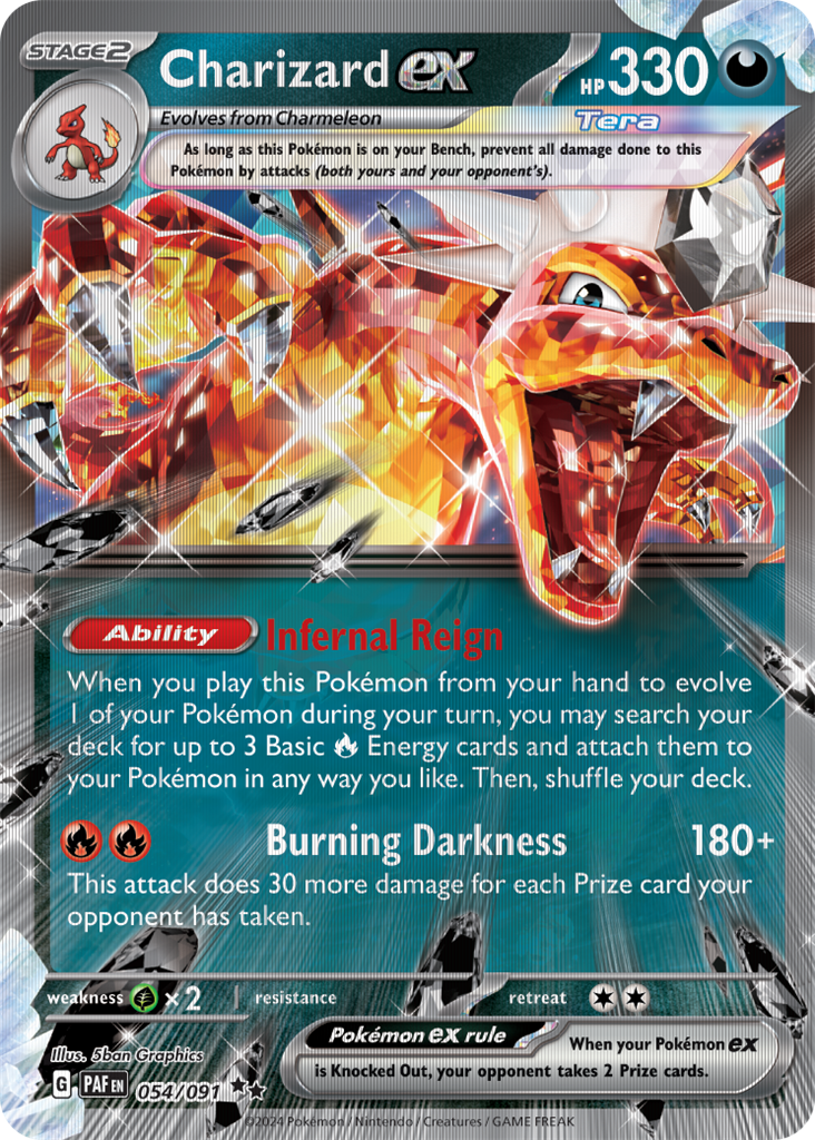 Charizard ex card from Pokémon TCG featuring HP 330, abilities Infernal Reign and Burning Darkness.