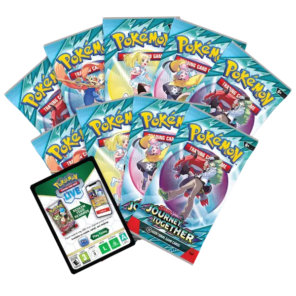 Journey Together Elite Trainer Box featuring 9 booster packs from Pokémon Scarlet & Violet SV09 set.