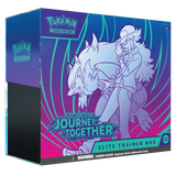 Pokémon Scarlet & Violet SV09 Journey Together Elite Trainer Box showcasing trainer and Pokémon artwork.