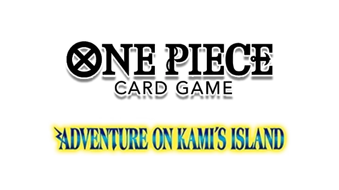 Logo for the One Piece Card Game featuring OP-15 Adventure on KAMI's Island collection.