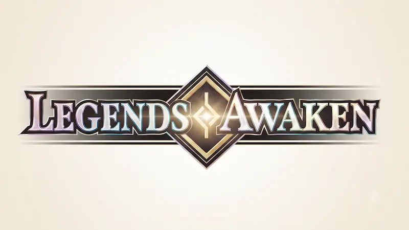 Logo for Legends Awaken, the Palworld official card game expansion featuring stunning artwork.