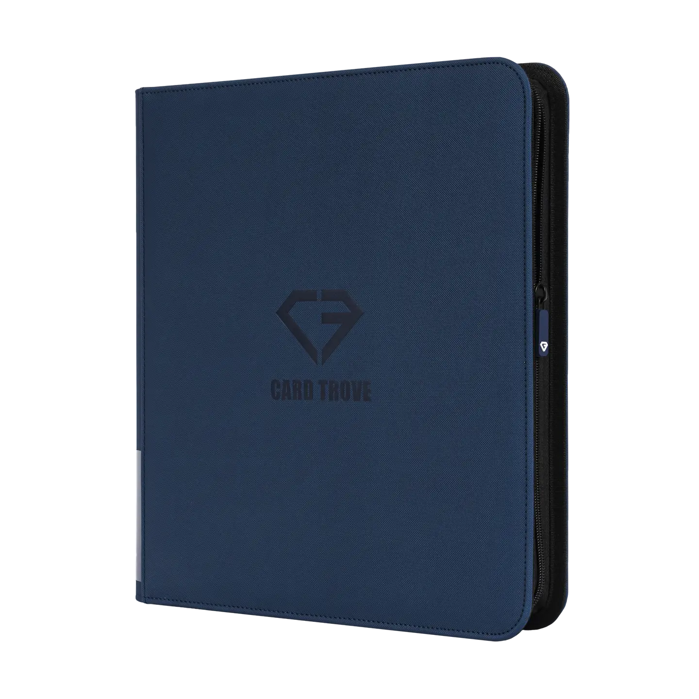 12-Pocket Card Binder Blue for standard trading cards with smooth zipper and impact-resistant finish.