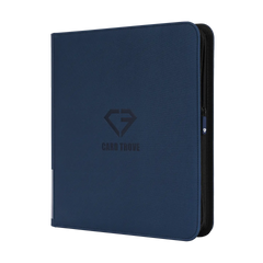 12-Pocket Card Binder Blue for standard trading cards with smooth zipper and impact-resistant finish.