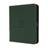 12-Pocket Card Binder Green, sturdy binder for storing 480 standard trading cards with smooth zipper and splash resistance.
