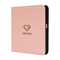 12 Pocket Card Binder Pink with sturdy design and smooth zipper for trading cards.