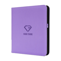 12-Pocket Card Binder Purple for storing 480 standard trading cards with zip closure and splash-resistant finish.
