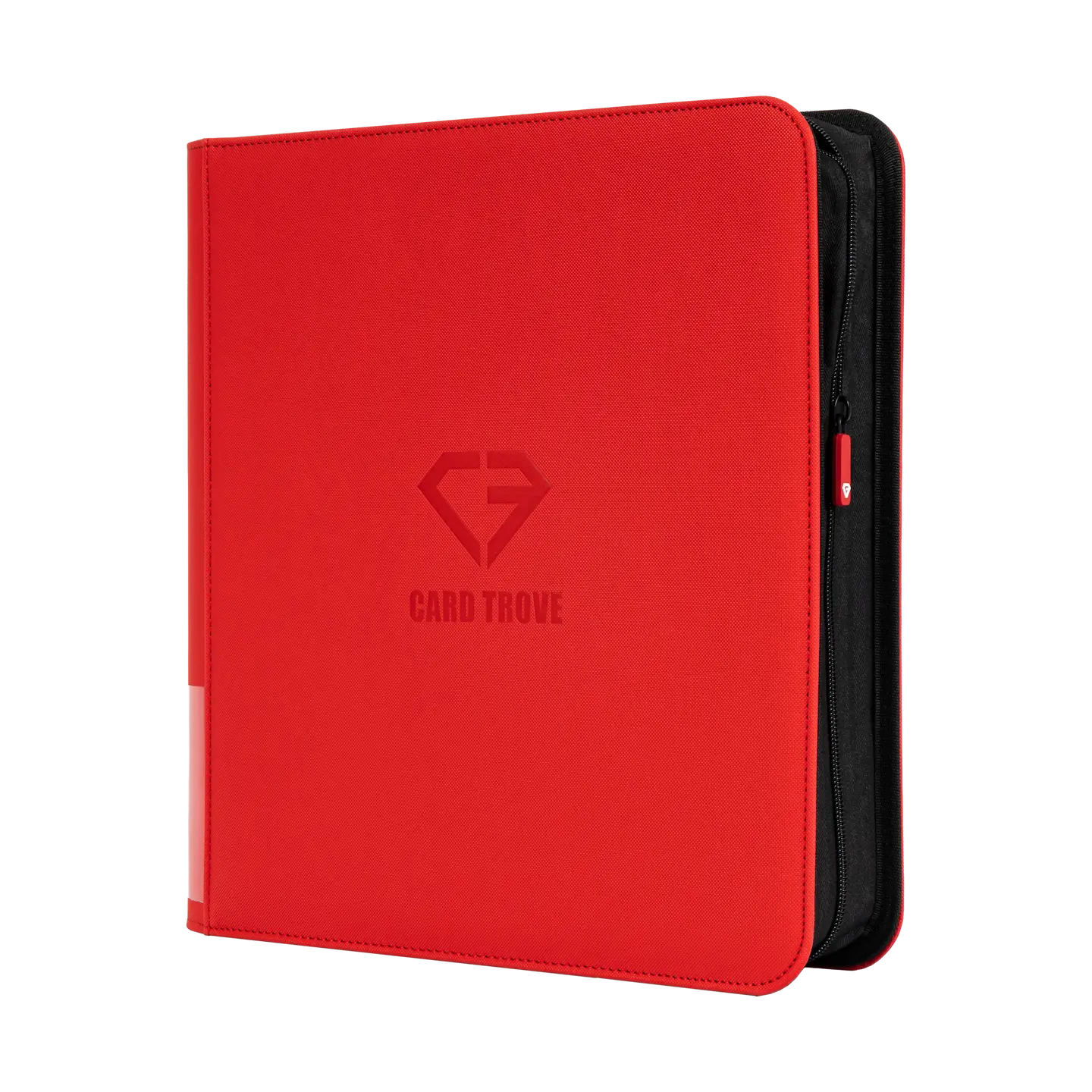 12-Pocket XL Card Binder Red for storing up to 720 standard trading cards in a durable, stylish design.
