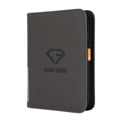 4-Pocket Card Binder Grey with zip closure for storing standard trading cards securely